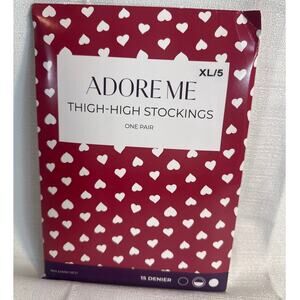 Adore me 1950s style XL5 thigh high stockings nude red lace/hearts NEW